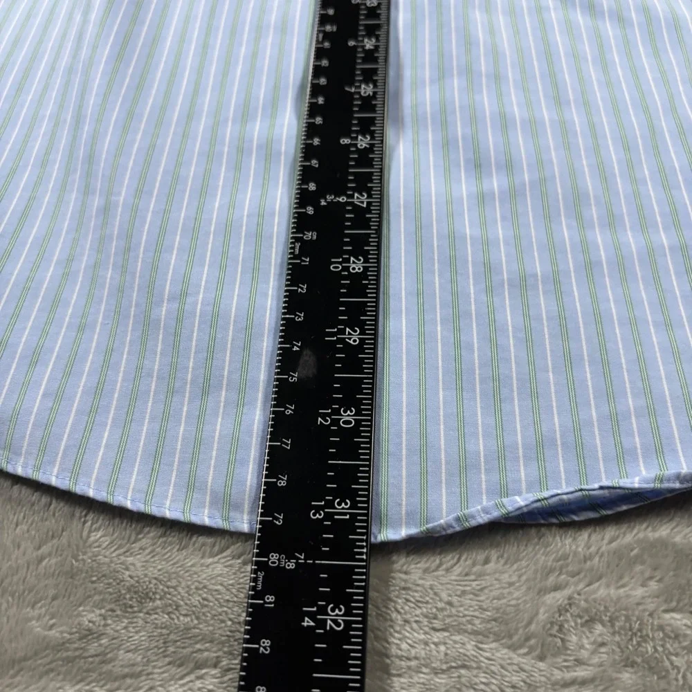 Brooks Brothers 1818 Regent Dress Shirt Mens 15 4/5 Blue Green Striped Non-Iron